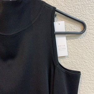 Cold shoulder mock neck blouse